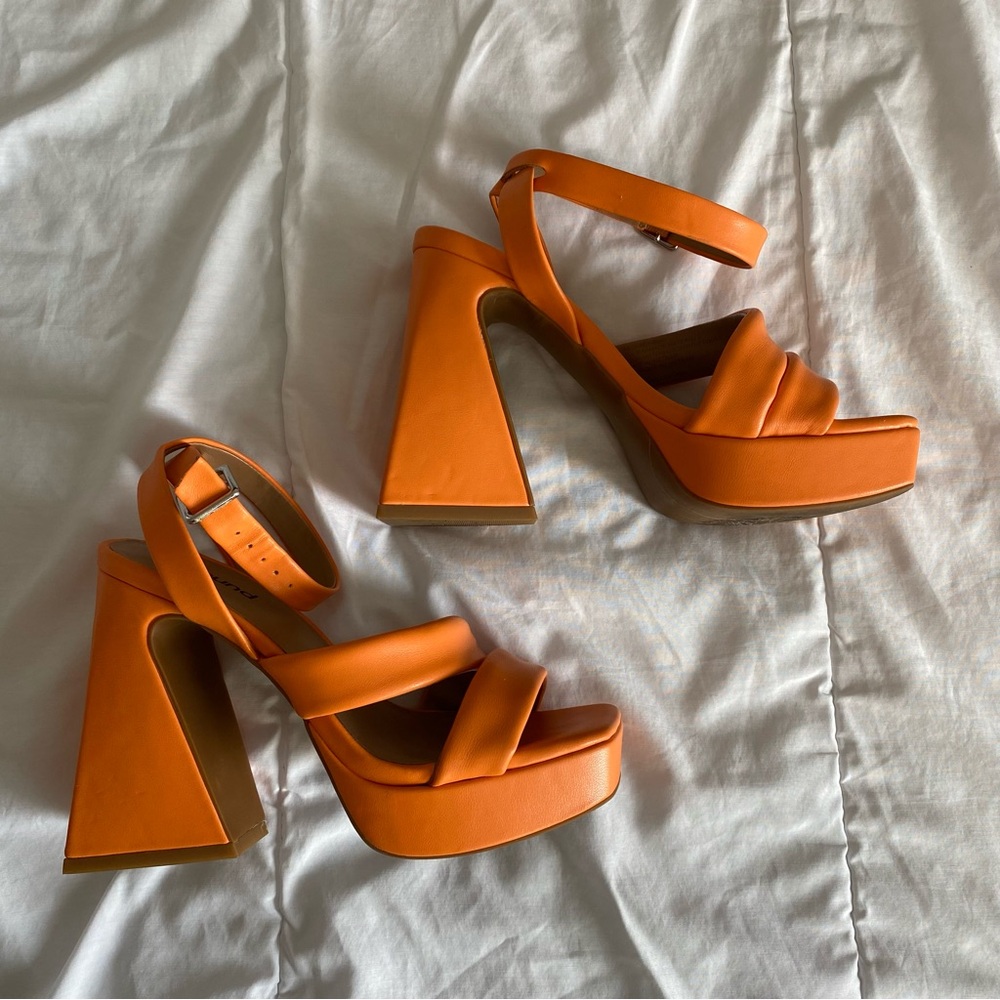 Orange platform heels